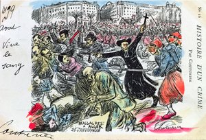 Ansichtkaart die het bloedbad van de Joden in Algiers afbeeldt, 25 januari 1899 door E. Couturier